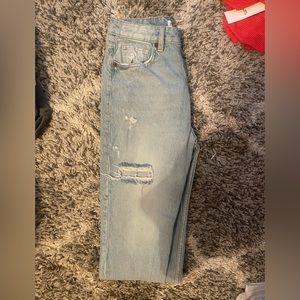ZARA high rise ripped jeans